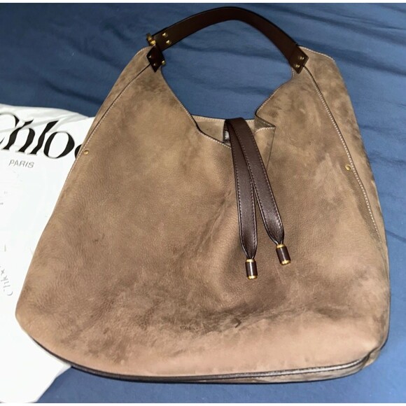 Chloe Marcie Large Suede Hobo Bag w/Tags Taupe - Picture 3 of 8